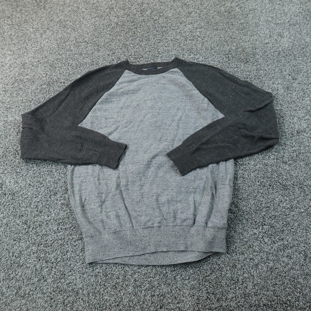J Crew Sweater Mens M Gray Raglan Long Sleeve Crewneck Pullover Knit Sweatshirt